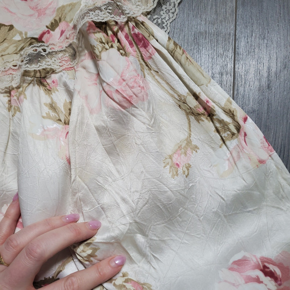 Gunne Sax Dress Large Prairie Satin Lace Collar Romantic Whimsy Cottagecore 70s - Picture 8 of 14